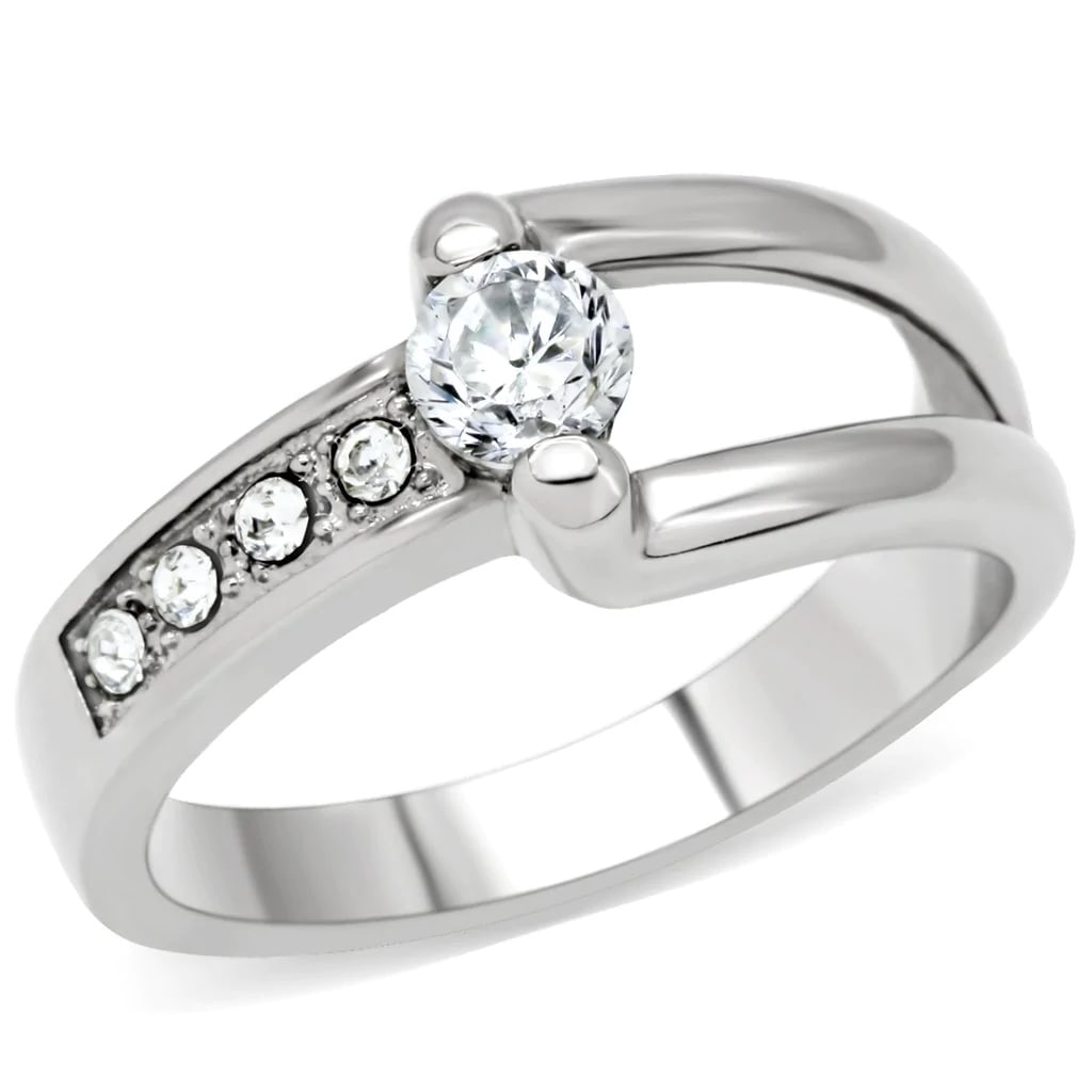 Round .33ct White Sapphire Assymetric Bypass Ring (1 of 4)