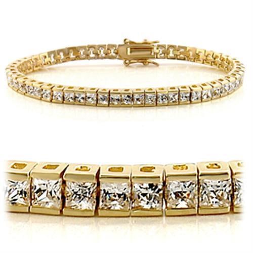 14k-pl. Princess 8.00ct Topaz Tennis Bracelet: Size 7". Gold plating. Believed to be simulated gemstone(s), very pretty! Weight (approx. ): 14. 60 (g). Center stone size: 3,3 mm
