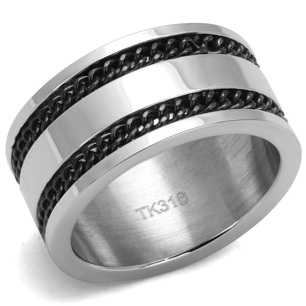 Handsome High Polished Chain Striped Ring (1 of 1)