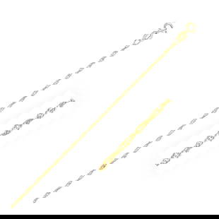 14k Gold Singapore Chain 1.3mm: Size: 20". This singapore chain comes in 14k gold and has a width of 1. 3 millimeters. Chain information: width: 0. 06 inches, chain type: singapore, clasp type: spring-ring, approximate weight: 1. 7