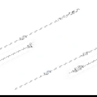 14k White Gold Round .99ct White Topaz Anklet: Size: 10". Nine round simulated white topaz give this chain anklet an air of effortless sophistication. Measuring 10 inches, this 14k white gold beauty is secured with a lobster clasp. Anklet informat