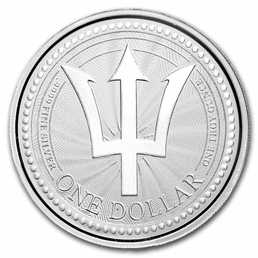 2023 Barbados 1 Oz Silver Trident Bu (1 of 2)