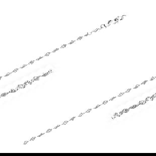 14k White Gold Singapore Chain 2.1mm: Size: 16". This singapore chain comes in 14k white gold and has a width of 2. 1 mm. Chain information: width: 0. 08 inches, chain type: singapore, clasp type: lobster-claw, approximate weight: 2. 8 gr