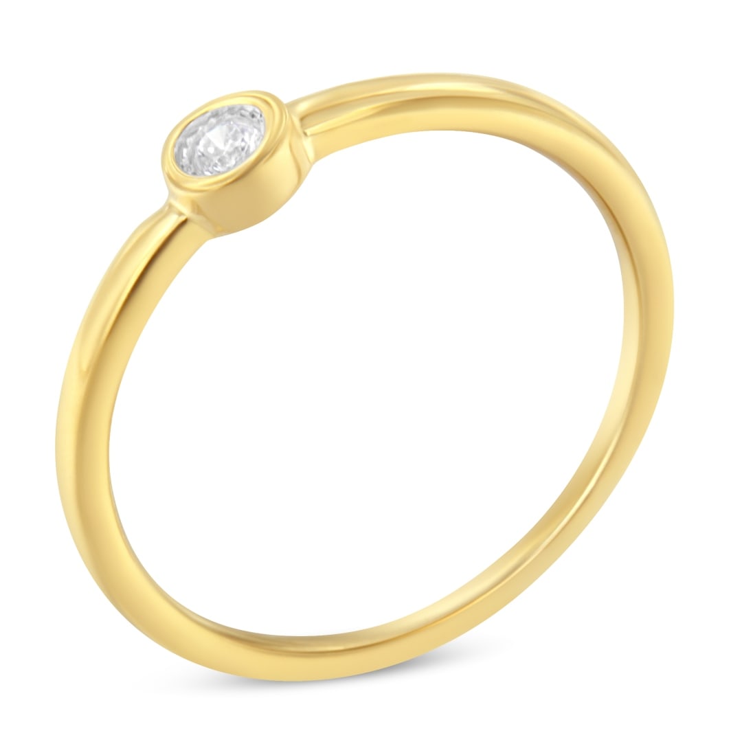 14k Gold Pl. Round .05ct Diamond Solitaire Ring (1 of 5)