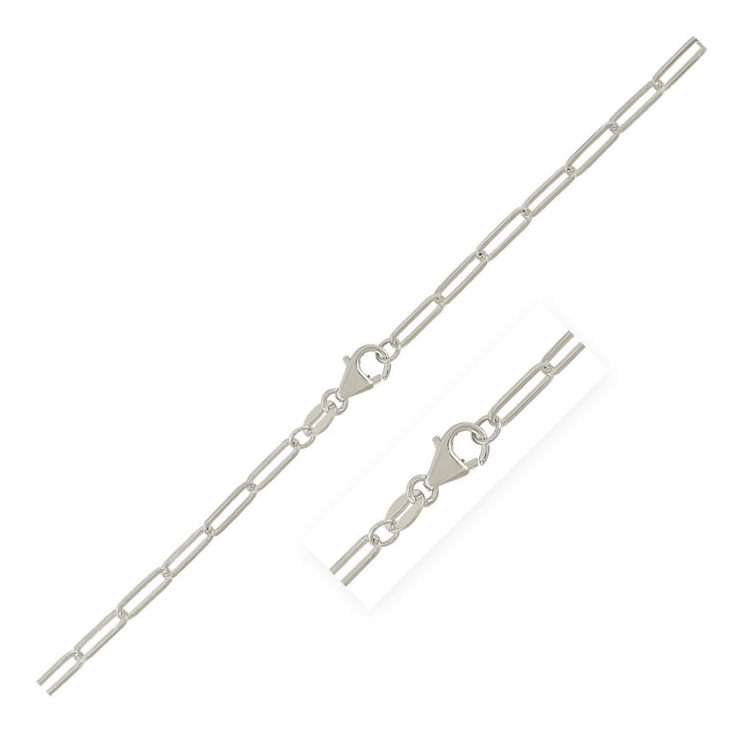 Sterling Silver Polished Paperclip Chain 2.5mm: Size: 20". Brilliantly shiny sterling silver links come together to form this contemporary paperclip chain measuring 2. 5mm in width and closes with a lobster clasp. Chain information: width: 0. 09 in