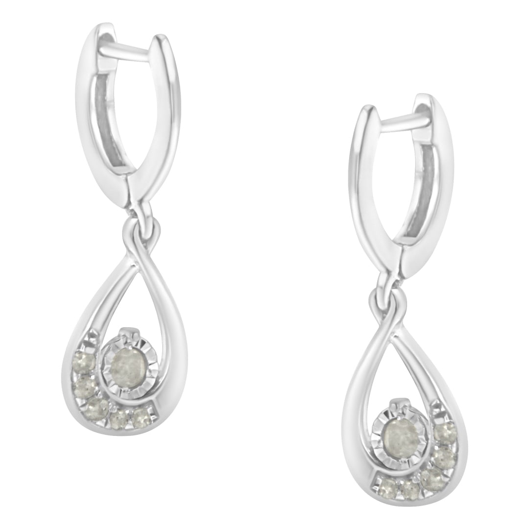 Round .23ct Diamond Drop & Dangle Hoop Earrings (1 of 5)