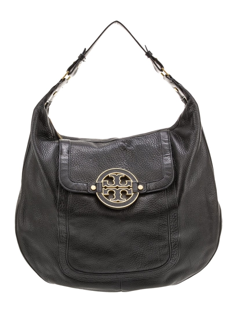 Tory Burch Black Leather Zip Clsore Shldr Bag (1 of 5)