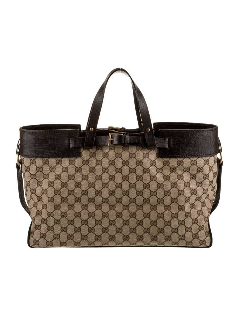 Gucci Brown Canvas Gold-tone Hdw Weekender Bag (1 of 6)