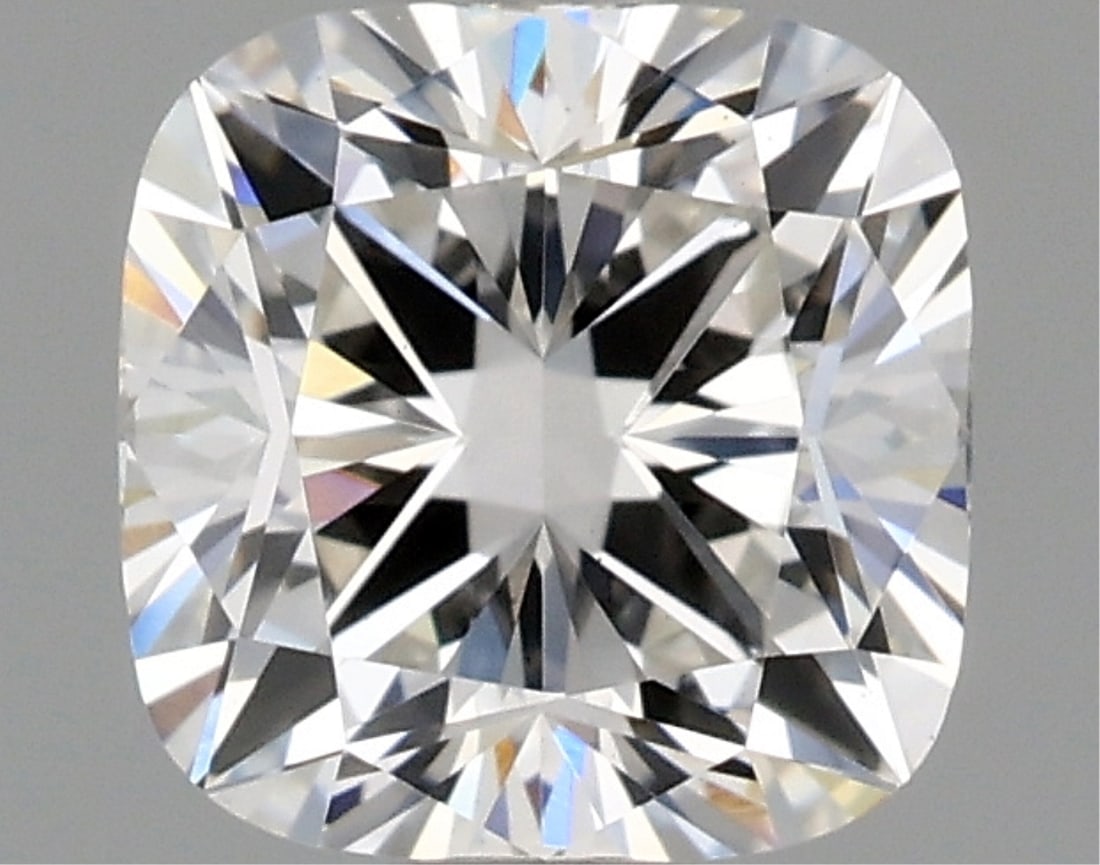 Igi Certified Cushion Cut .98ct Vs1 Lab Diamond: This igi-certified lab-grown cushion-cut diamond weighs 0. 98 carats and features f color grade with vs1 clarity. With excellent polish and excellent symmetry with no fluorescence, it measures 5. 75mm