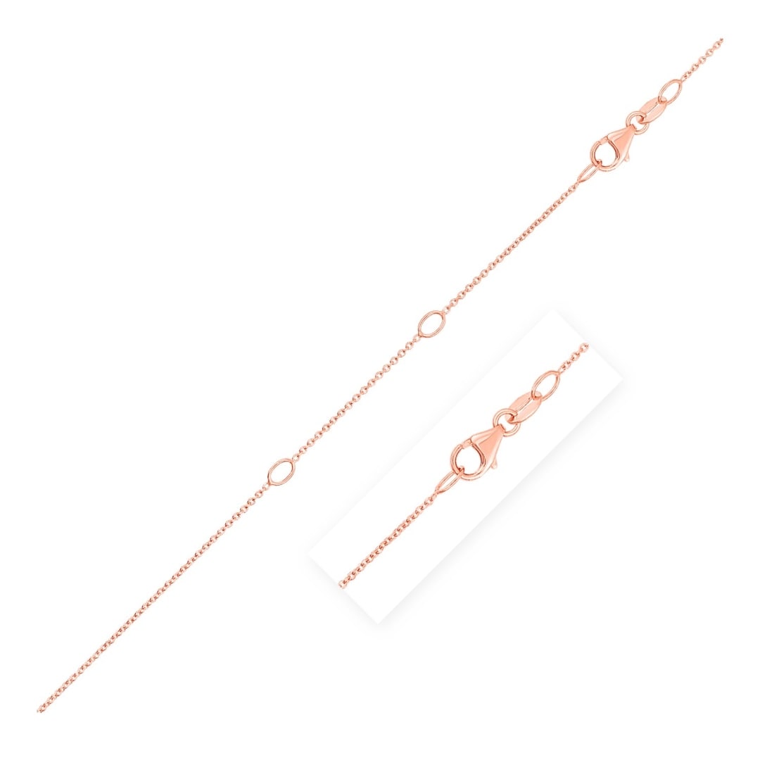 14k Rose Gold Double Extendable Cable Chain 1.0mm (1 of 2)