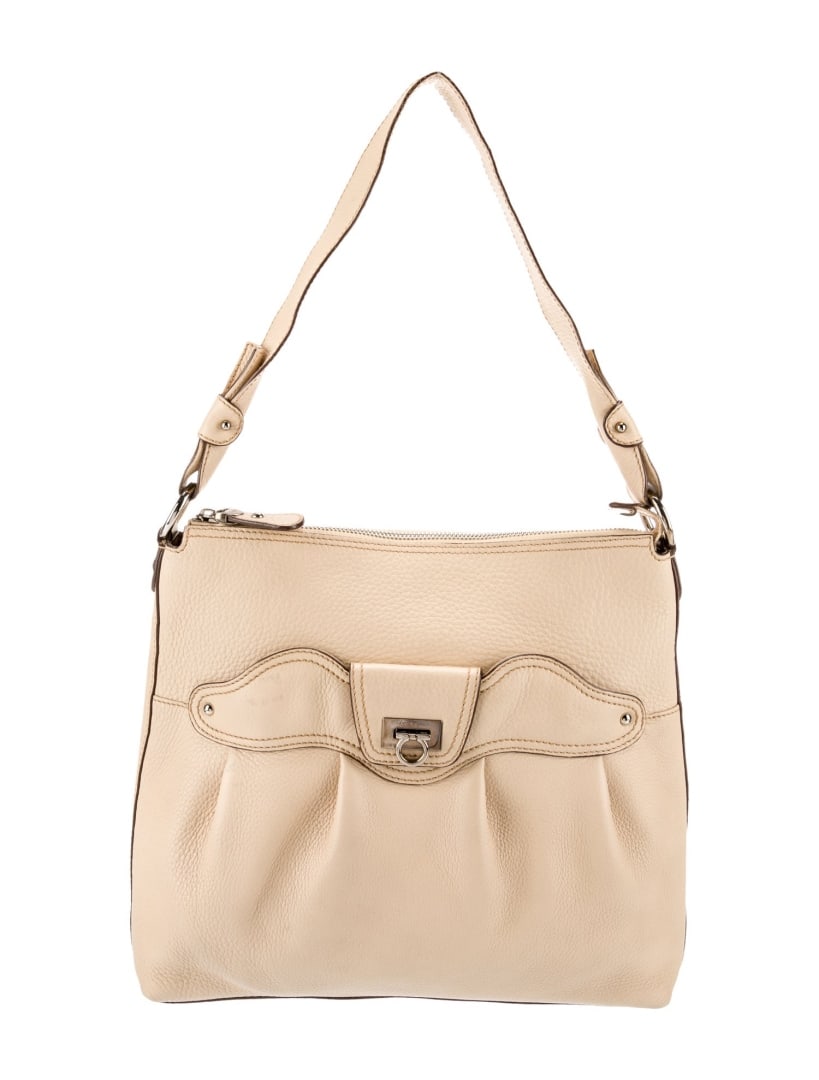 Salvatore Ferragamo Neutrals Leather Zip Shldr Bag (1 of 5)