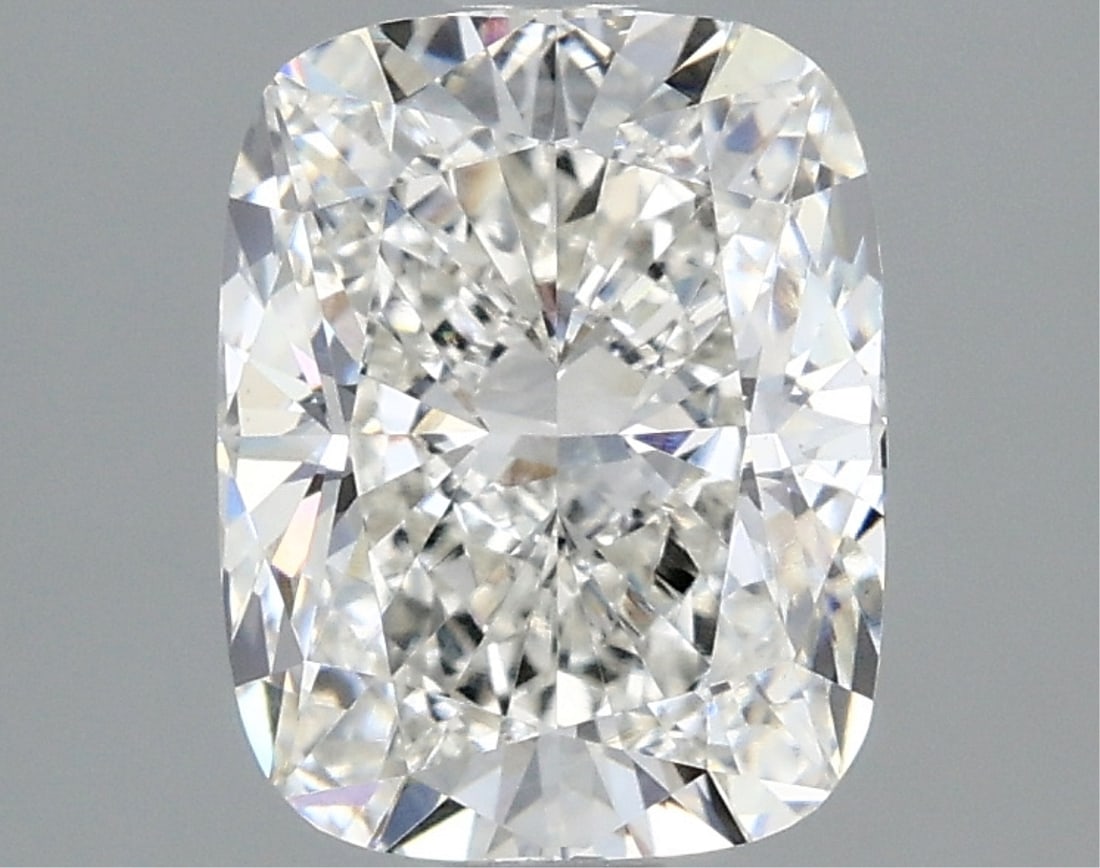 Igi Certified Cushion Cut 2.05ct Vs1 Lab Diamond: This igi-certified lab-grown cushion-cut diamond weighs 2. 05 carats and features g color grade and vs1 clarity. It boasts excellent polish and excellent symmetry with no fluorescence. The diamond mea
