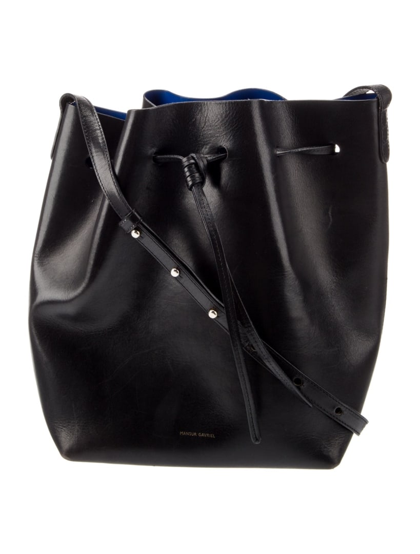Mansur Gavriel Blk Leather Drawstring Bucket Bag (1 of 5)