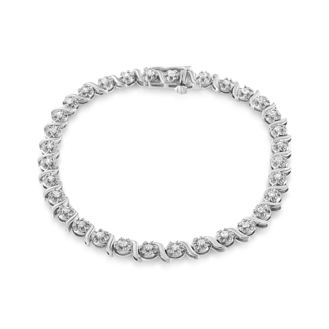 Elegant 1.00ct Diamond Spiral Wave Link Bracelet (1 of 5)