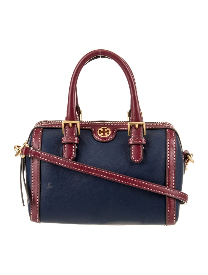 Tory Burch Blue Leather Colorblock Zip Top Hdl Bag (1 of 5)