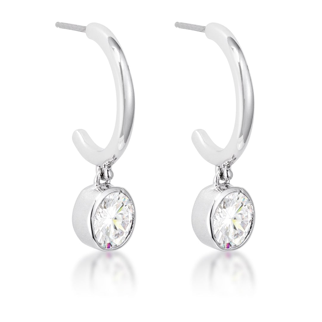 Round 1.50ct White Topaz Drop C-hoop Earrings (1 of 3)