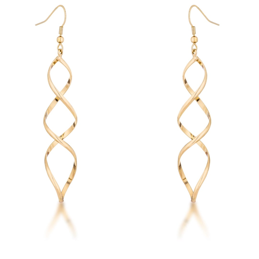 18k Gold Plated Twisted Fashion Hook Earrings: These earrings feature a beautiful goldtone finish with a twisted design that adds a modern and stylish touch to the design. Crafted from high-quality brass and plated with 18k gold. These earrings ar