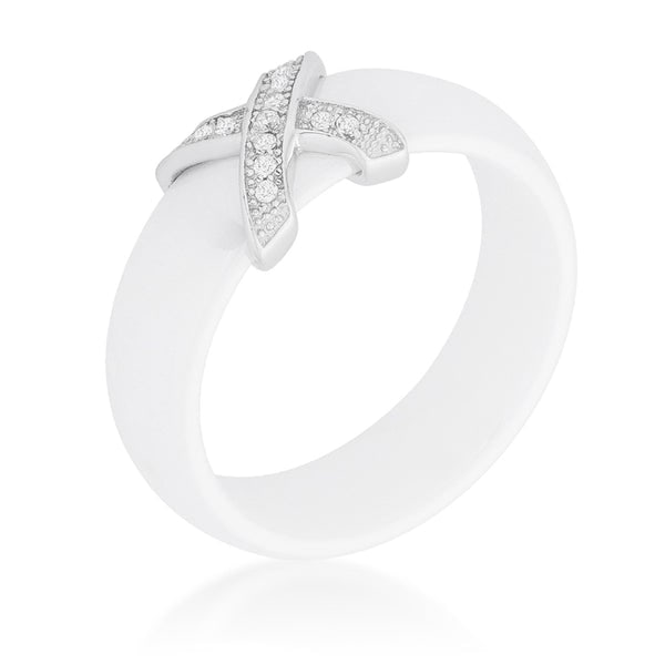 Round .16ct White Sapphire Cross Design Ring (1 of 2)