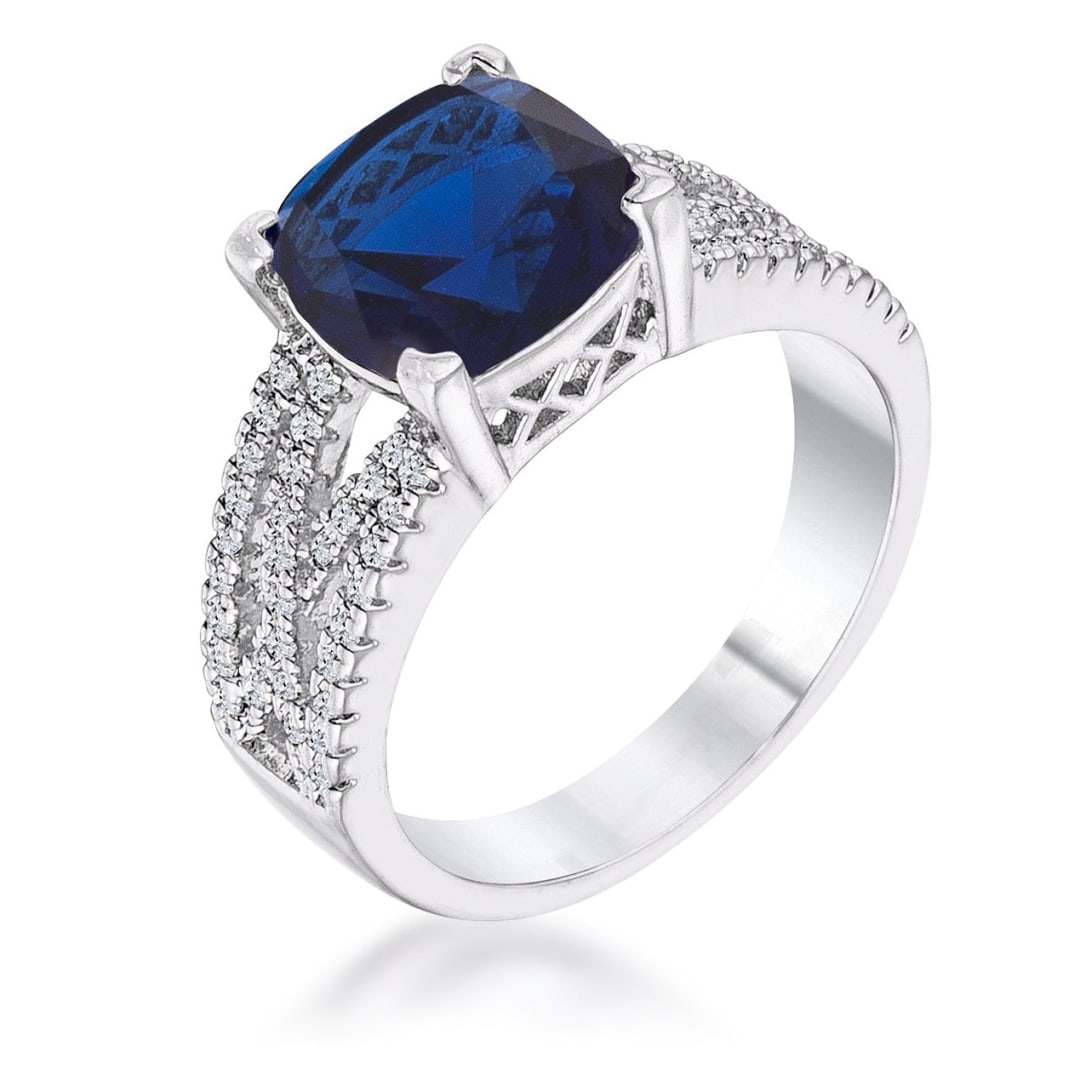 Cushion Cut 3.00ct Sapphire & White Topaz Ring (1 of 2)