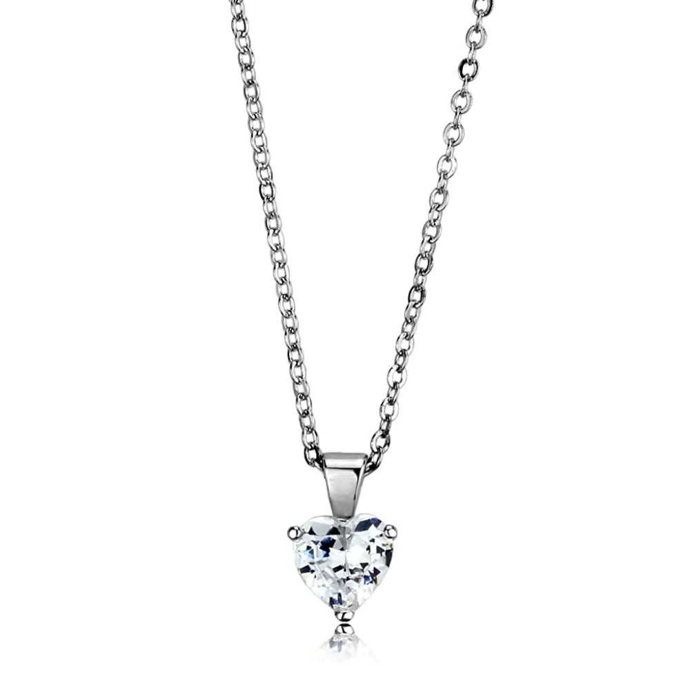 Heart Cut 2.00ct Hanging White Sapphire Necklace: Length: 18" extension. Weight: 3. 02 (g). A beautiful piece, features a rhodium finish brass chain & pendant with a hanging heart cut white sapphire. A must have to your collection or gift for your lo