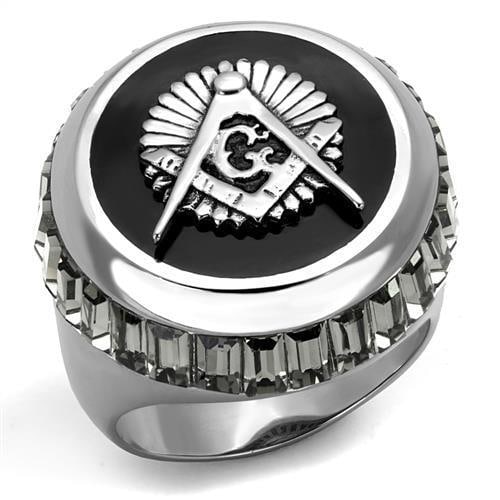Attractive 1.96ct Onyx Masonic Emblem Ring: Size 8. Made with stainless steel high polished. Believed to be simulated gemstone(s). Weight (approx): 16. 75 (g)