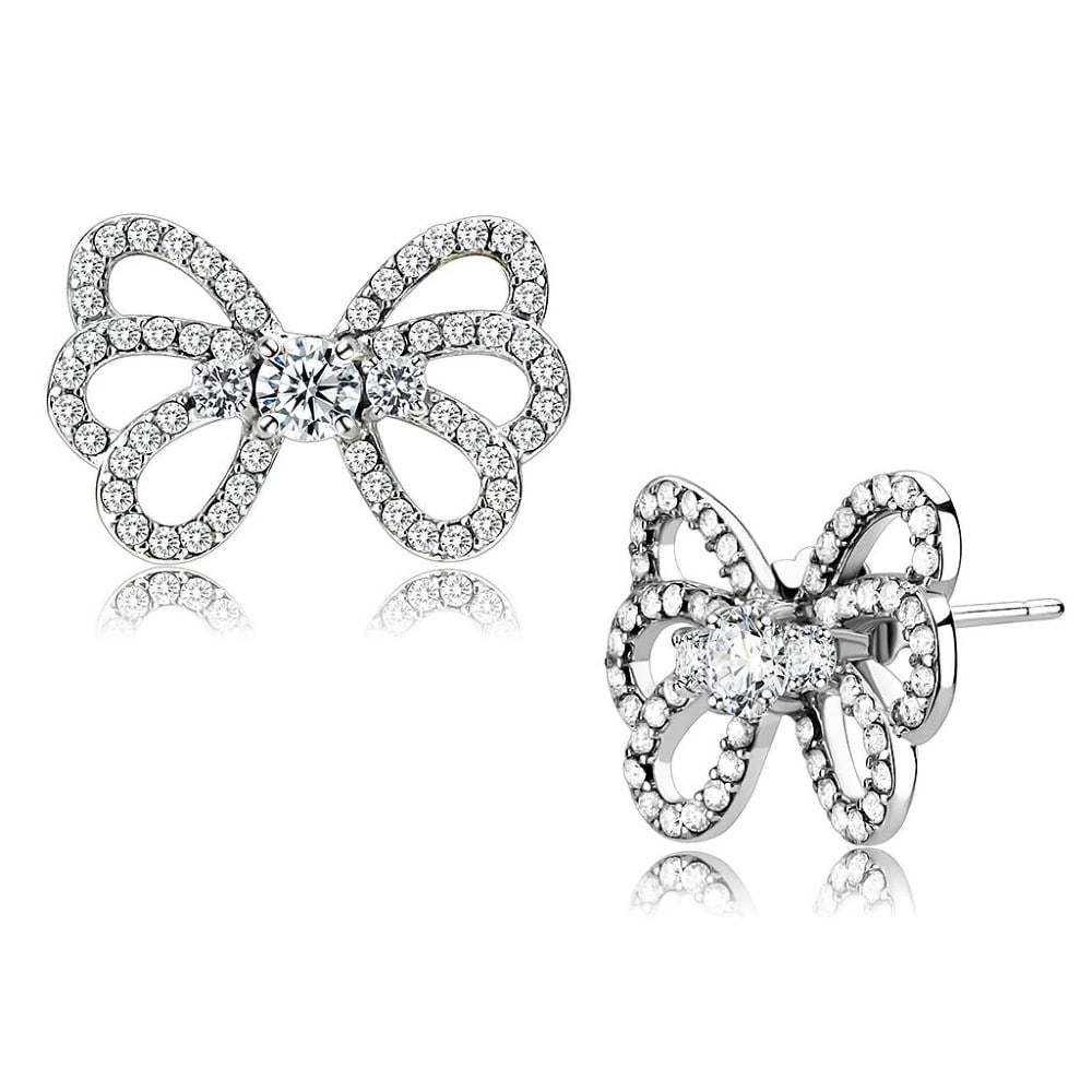 Round .98ct White Sapphire Butterfly Earrings (1 of 2)