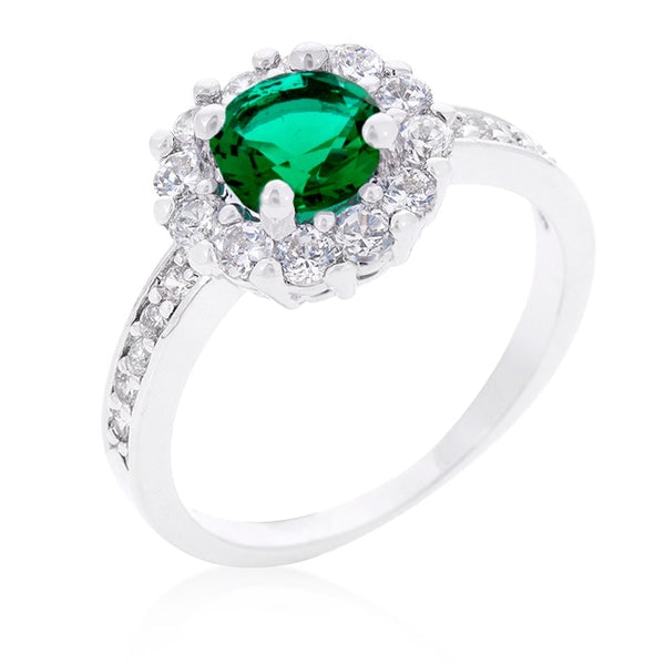 Round Cut .88ct Emerald & Topaz Halo Ring (1 of 2)
