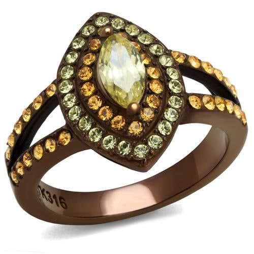 Marquise 1.14ct Citrine Coffee Tone Ring: Size 5. Made with stainless steel with a coffee color ion plating finish. Believed to be simulated gemstone(s), very pretty! Weight (approx): 3. 78 (g) center stone size: 8,4 mm