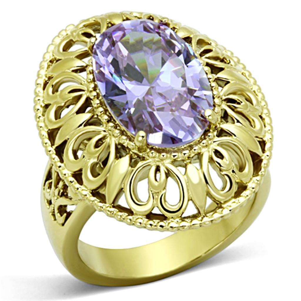 14k Gold Ip 9.50ct Light Amethyst Filigree Ring (1 of 1)