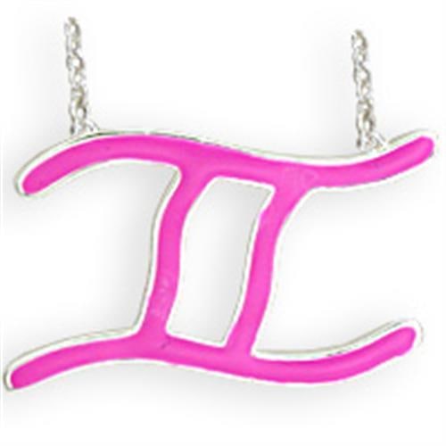 Gemini Zodiac Pink Epoxy Necklace: Size 18". Chain pendant material: brass, silver finish. For zodiac enthusiasts. Weight (approx): 5. 60 (g)