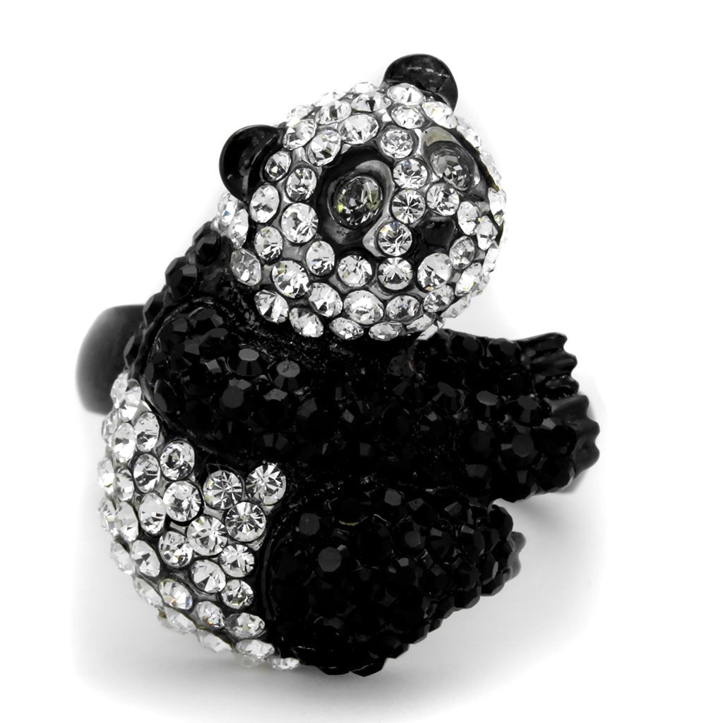 Two-tone .27ct Black & White Sapphire Panda Ring (1 of 1)