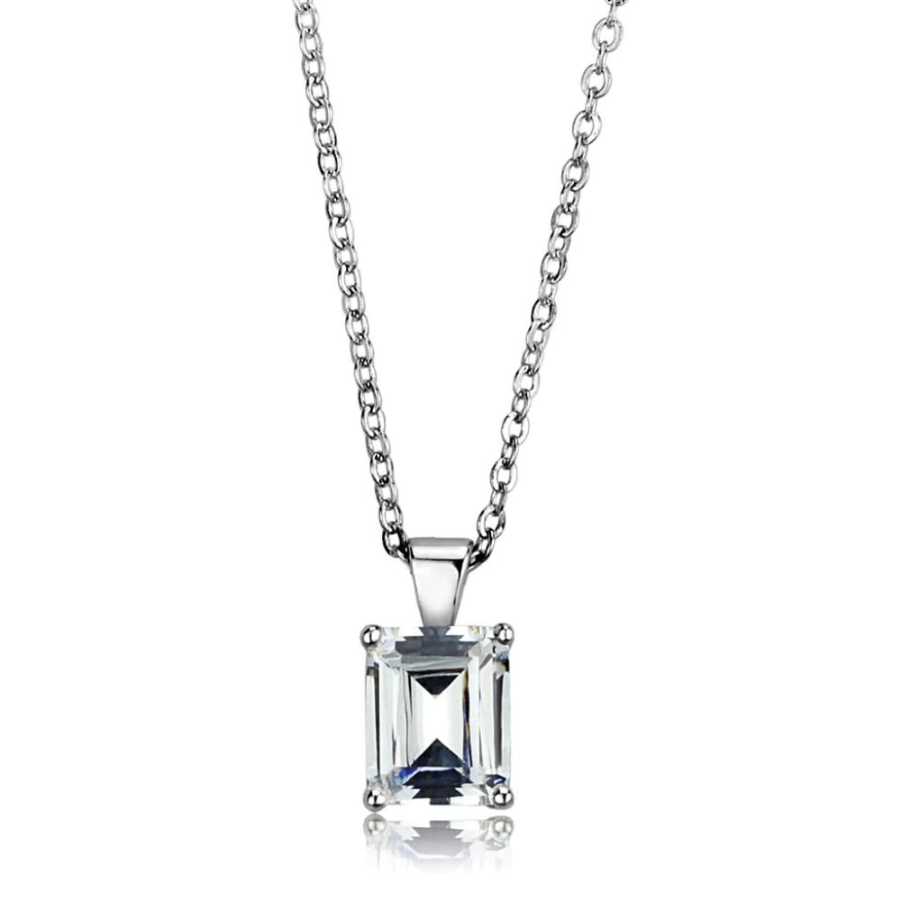 Emerald Cut 1.00ct Hanging White Sapphire Necklace (1 of 2)