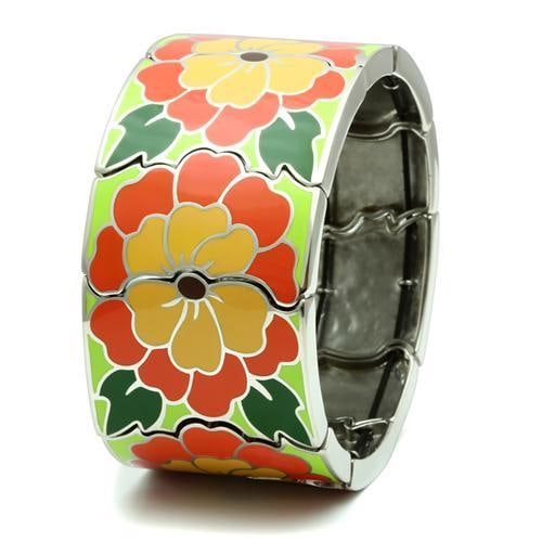 Colorful Ornamental Flower Fashion Bracelet: Size 7. 25". Bracelet material: stainless steel high polished. Weight (approx): 81. 50 (g)