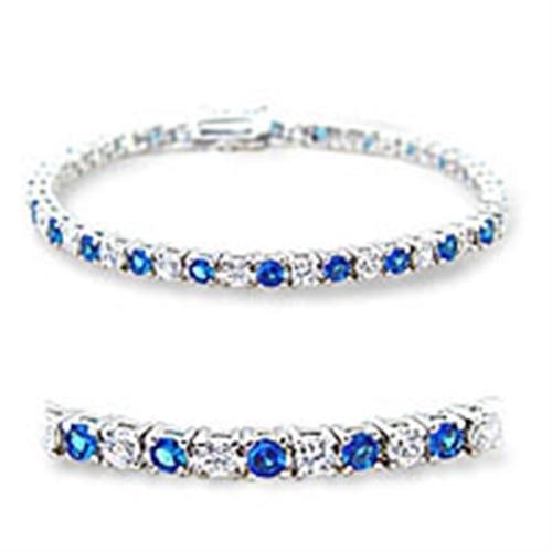 Round 5.00ct Sapphire & Topaz Tennis Bracelet: Size 7". Bracelet material: brass & a rhodium finish for better durability and luster. Weight (approx): 10. 80 (g) center stone size: 3 mm. Believed to be simulated gemstones.