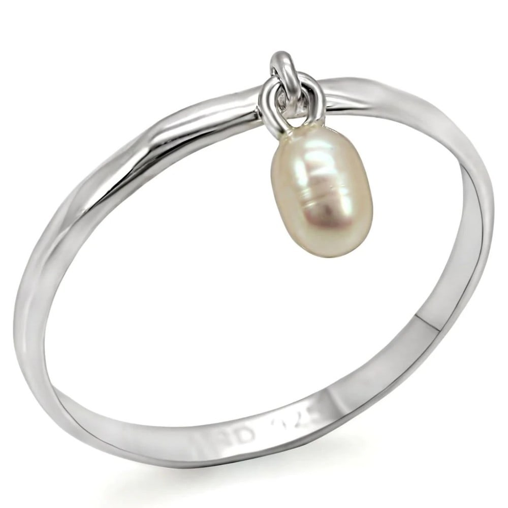 Unique Sterling Silver Hanging Oval Pearl Ring (1 of 1)