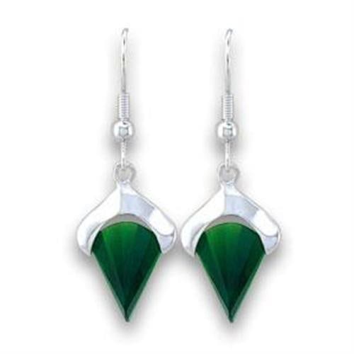 Sterling 10.82ct Emerald Geometric Dangle Earrings (1 of 1)