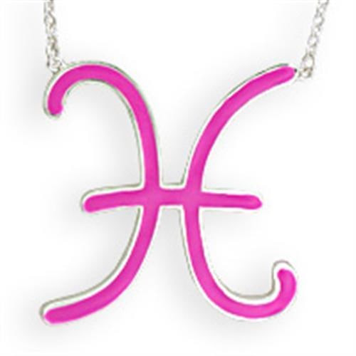 Pisces Zodiac Pink Epoxy Necklace: Size 18". Chain pendant material: brass, silver finish. For zodiac enthusiasts. Weight (approx): 6. 90 (g)
