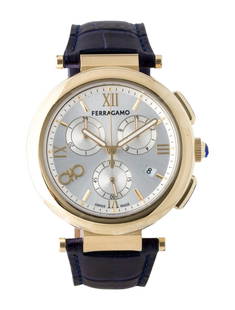 Salvatore Ferragamo Legacy Women's Qtz 40mm: Condition is pristine, pre-owned. Details: silver dial, tang buckle, fits a wrist size of 6. 5" or smaller, collection: legacy, serial number: 23**********, movement: quartz, complications: chronograp