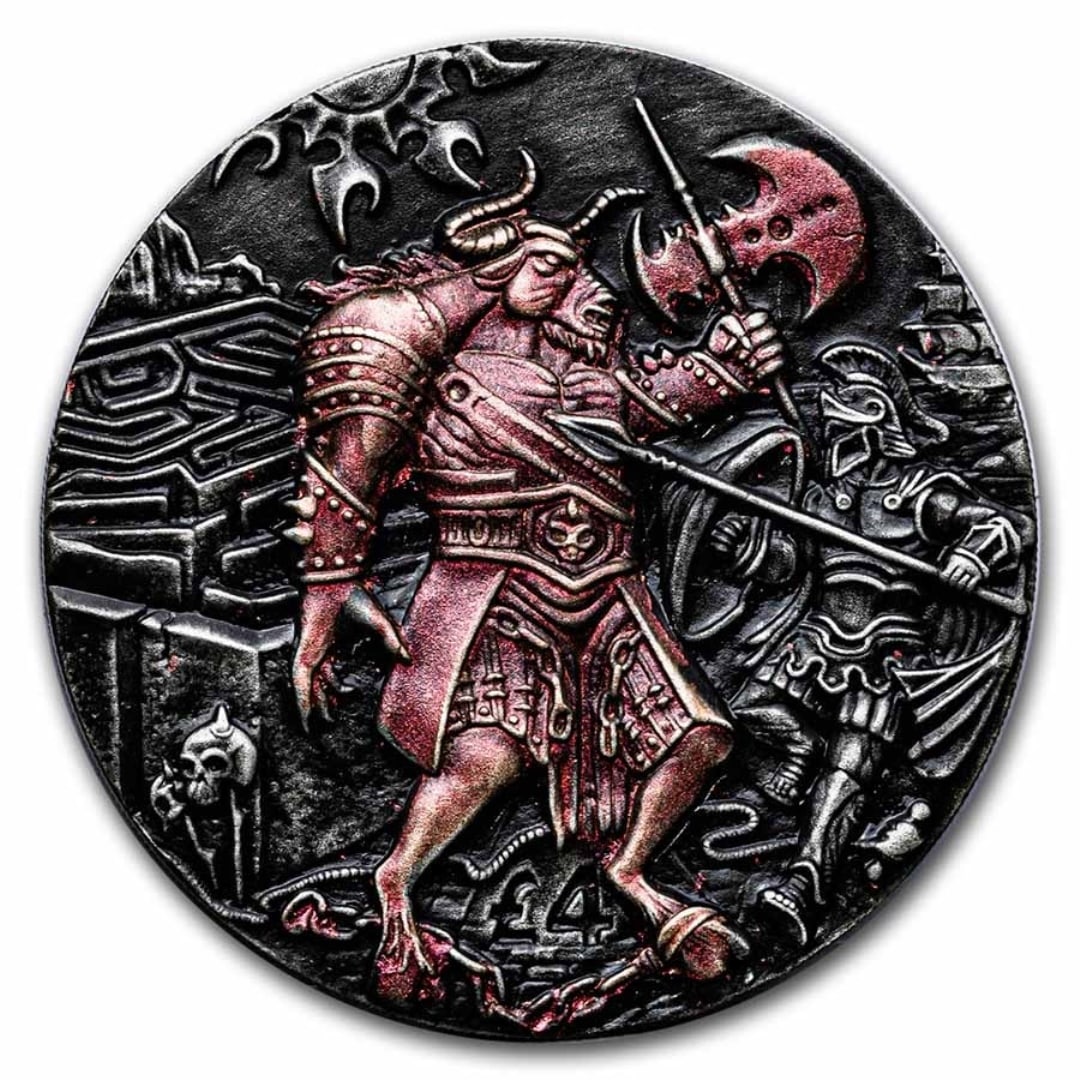 2018 Biot 2oz Silver £4 High Relief Minotaur Coin (1 of 6)