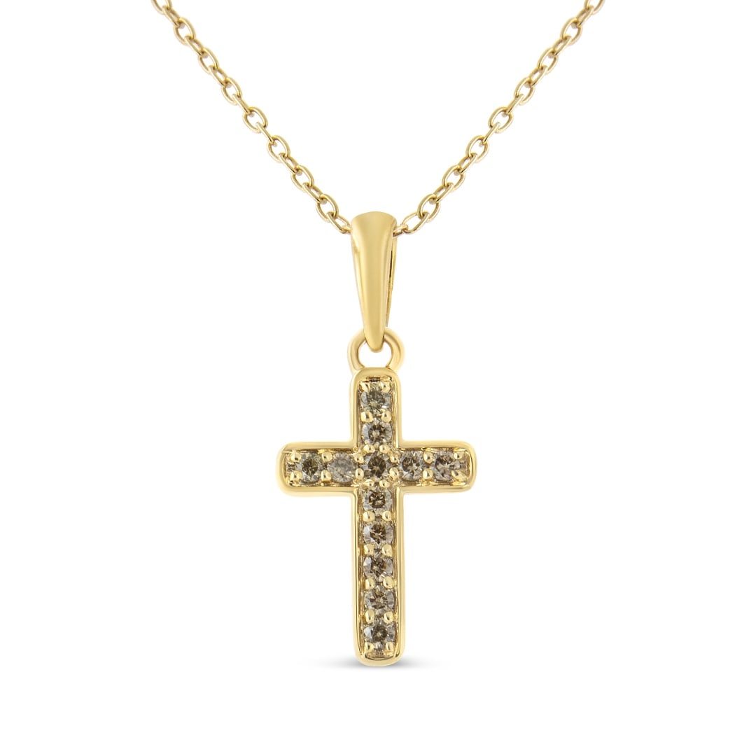 10k Gold-pl. Round .25ct Diamond Cross Necklace (1 of 4)