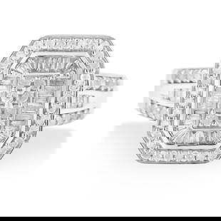 Elegant .99ct Diamond Elongated Octagon Ring: Ring size: 6. This exquisite ring is adorned with 58 genuine round-cut diamonds totaling 0. 66 ct in a prong setting and 30 genuine baguette-cut diamonds totaling 0. 33 ct in a channel setting. The di