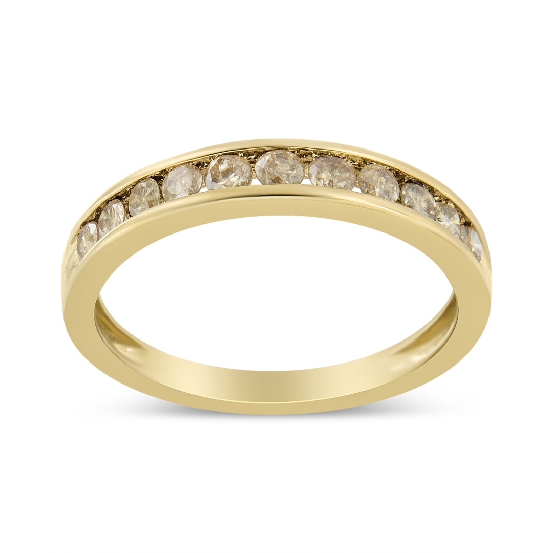 14k Gold-pl .55ct Champaign Diamond 11-stone Ring (1 of 4)