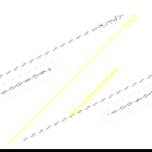 14k Gold Singapore Chain 1.1mm: Size: 7". This singapore chain comes in 14k gold and has a width of 1. 10 millimeters. Chain information: chain type: singapore, approximate weight: 0. 5 gram(s).