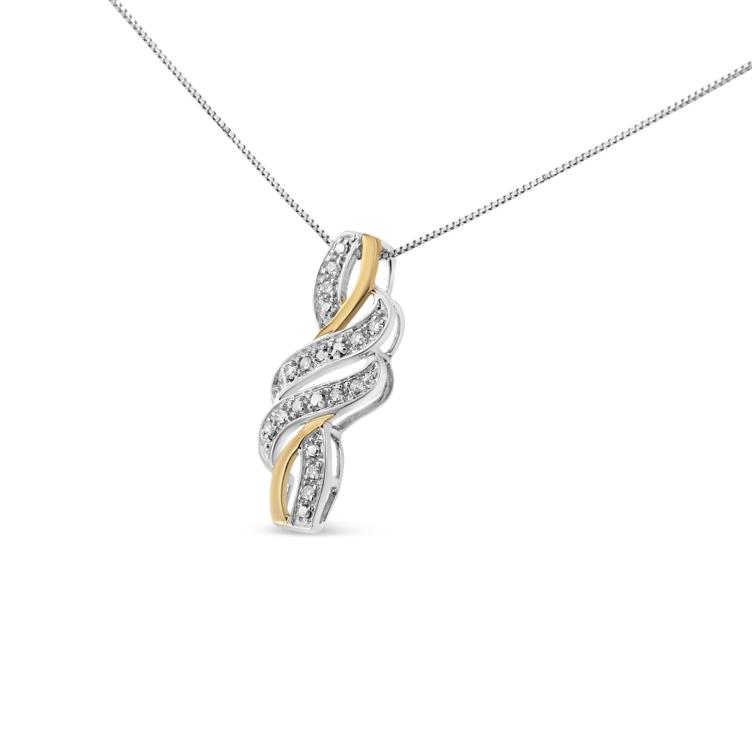 10k Gold-pl. Round .06ct Diamond Swirl Necklace (1 of 5)
