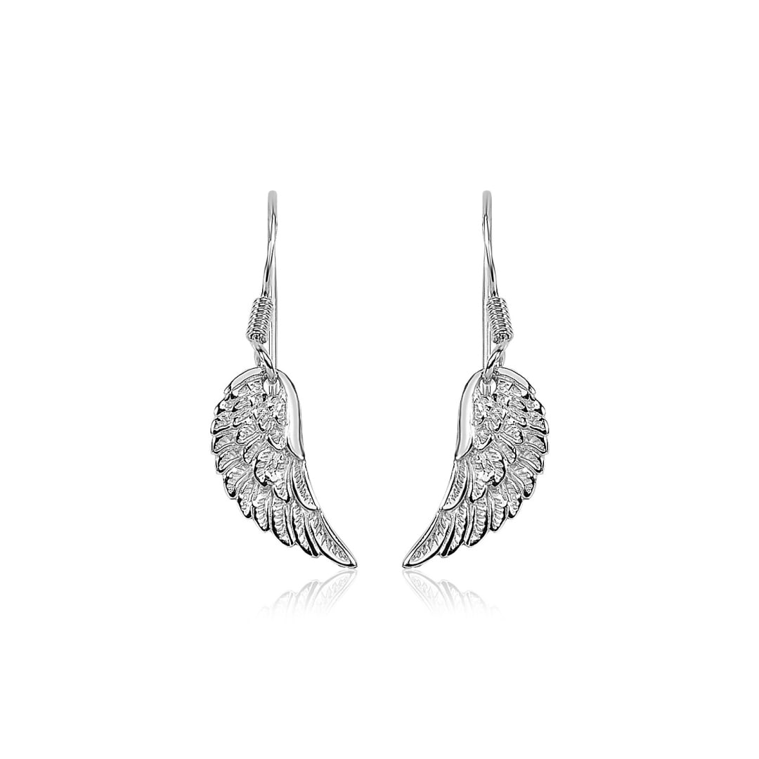 Sterling Silver Textured Angel Wing Earrings (1 of 1)