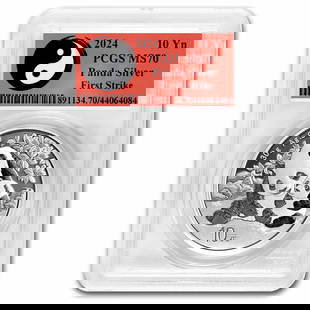 2024 China 30 Gram Silver Panda Ms-70 Pcgs Fs: Contains 30 grams (. 9645 oz) of . 999 fine silver. Pcgs encapsulation protects and guarantees the perfect 70 first strike condition of the coin. Obverse: depicts the hall of prayer for abundant harve