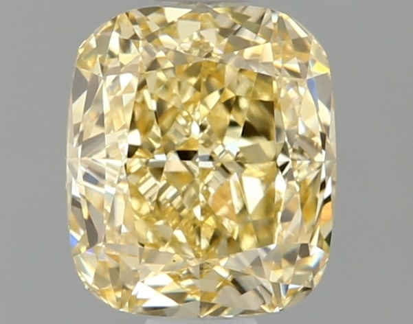 Fancy Yellow Cushion Cut 1.09ct Vvs2 Lab Diamond: This igi-certified lab-grown cushion-cut diamond weighs 1. 09 carats and exhibits a stunning fancy intense yellow color with vvs2 clarity. It boasts excellent polish and very good symmetry with no flu