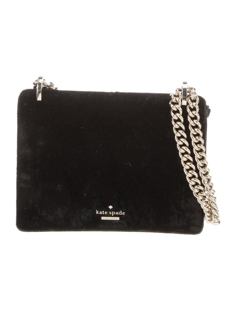 Kate Spade Black Velvet Push-lock Cls Shldr Bag (1 of 5)