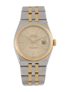 Rolex Oysterquartz Datejust 18k Gold Men's 36mm: Condition is fair, pre-owned. Details: gold dial, deployant clasp, fits a wrist size of 6. 75" or smaller, collection: oyster quartz, model name: datejust, serial number: 89*****, production year: cir