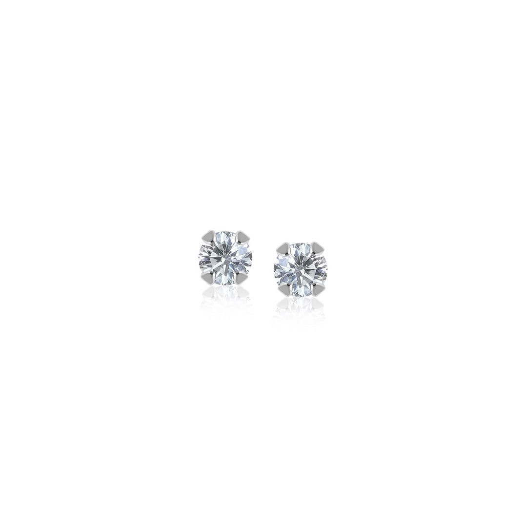 14k Wgold Round .06ct White Sapphire Stud Earrings (1 of 1)